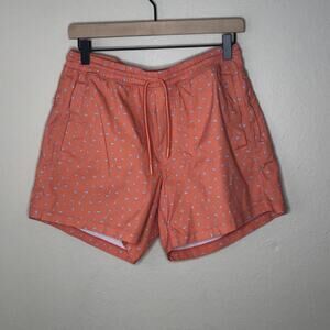 BIRDDOGS Inner Banks Swim Trunks Orange Print Swimsuit Liner Large 6" Inseam